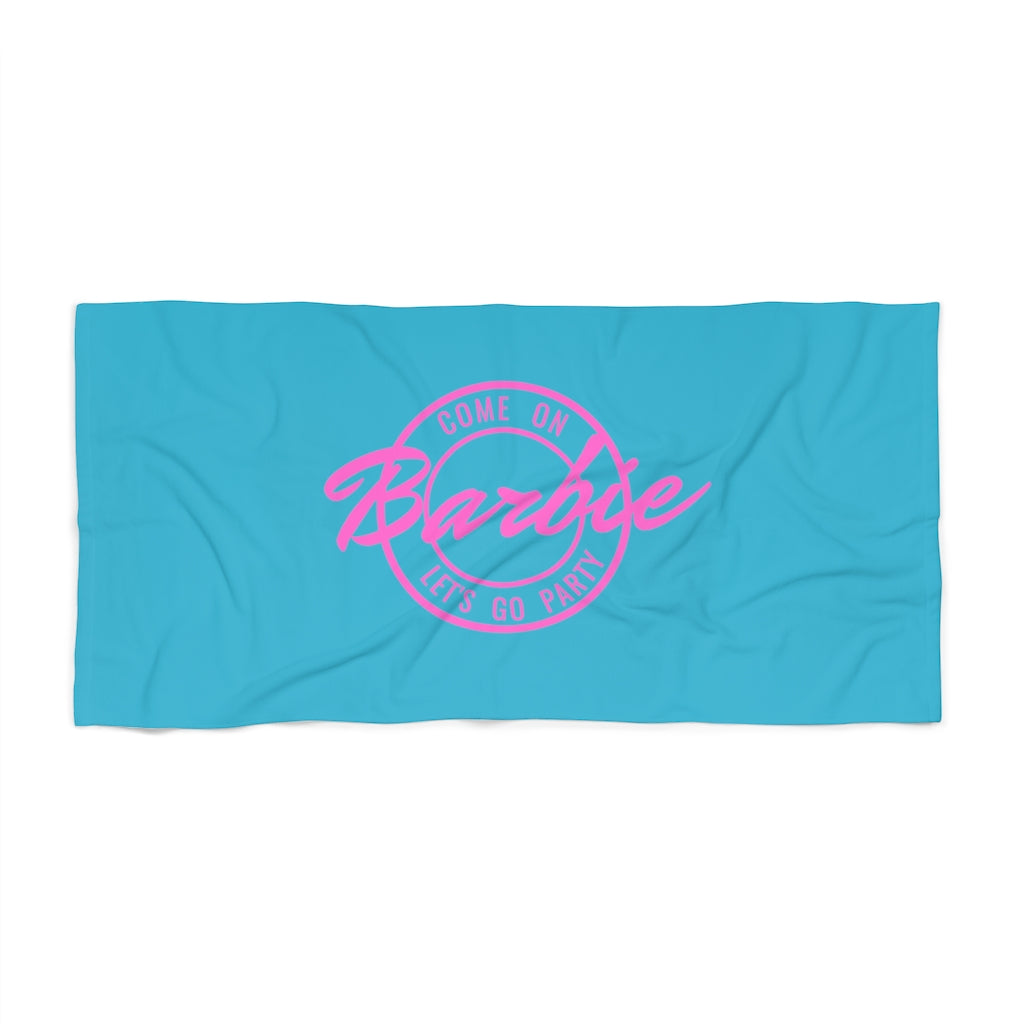 Come On Barbie Let's Go Party Beach Towel- Cerulean