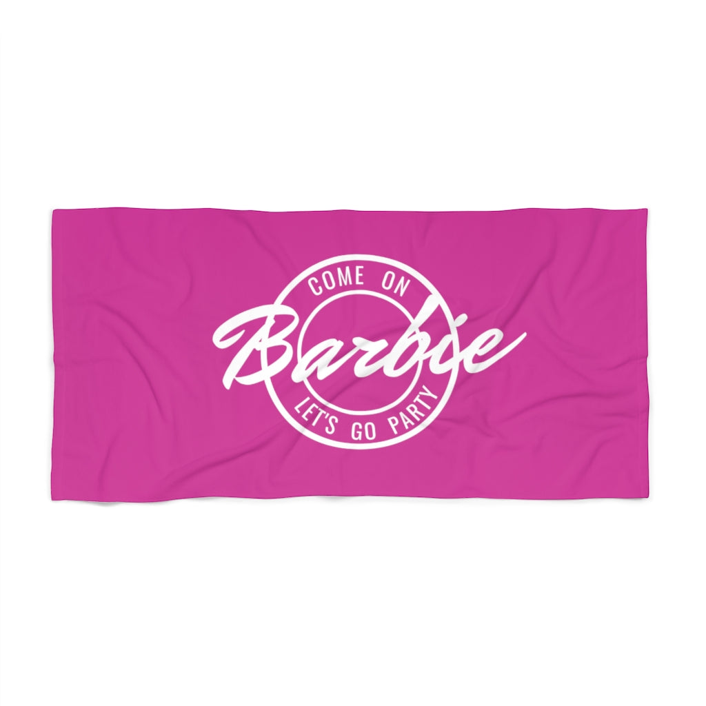 Come On Barbie Let's Go Party Beach Towel- Hot Pink