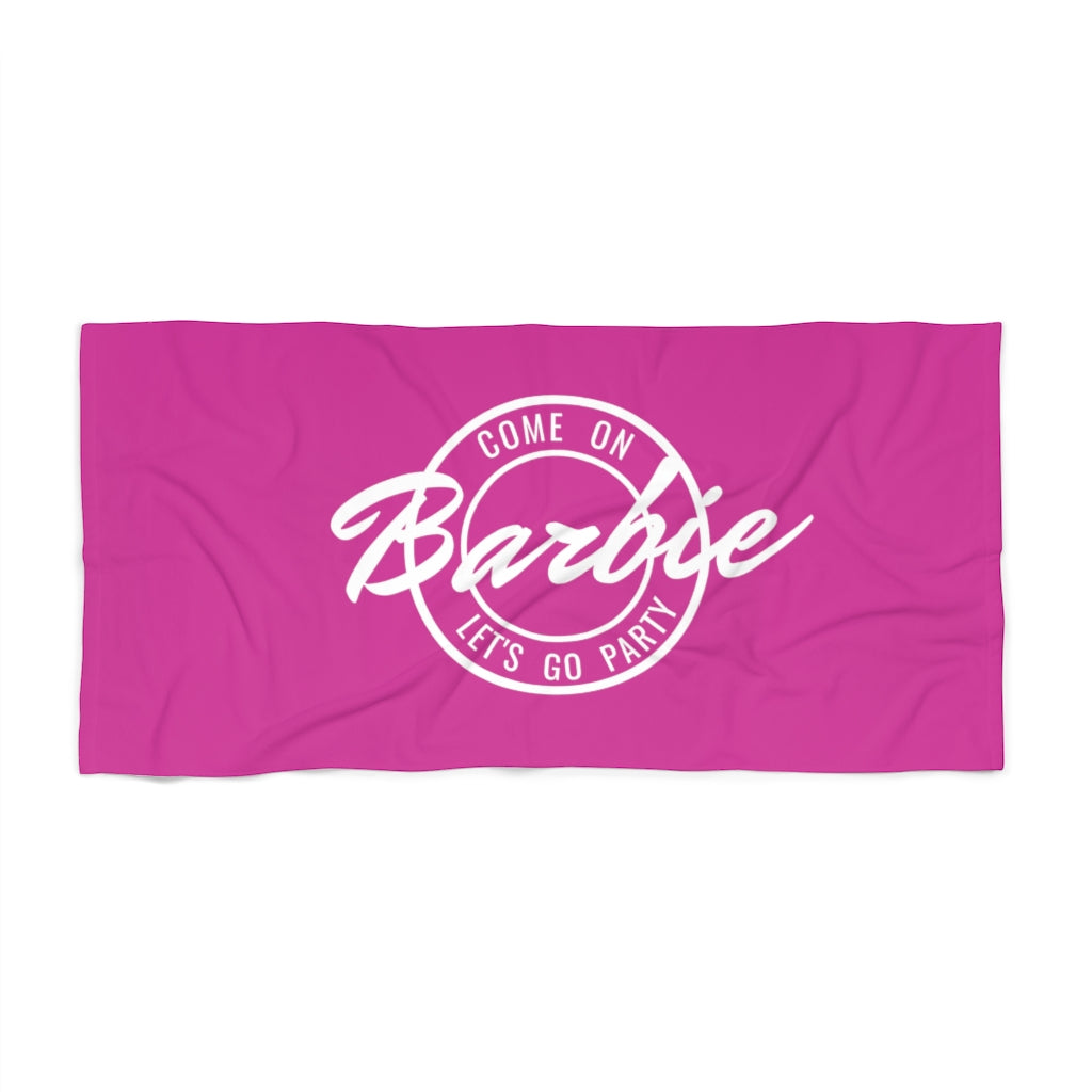 Come On Barbie Let's Go Party Beach Towel- Hot Pink