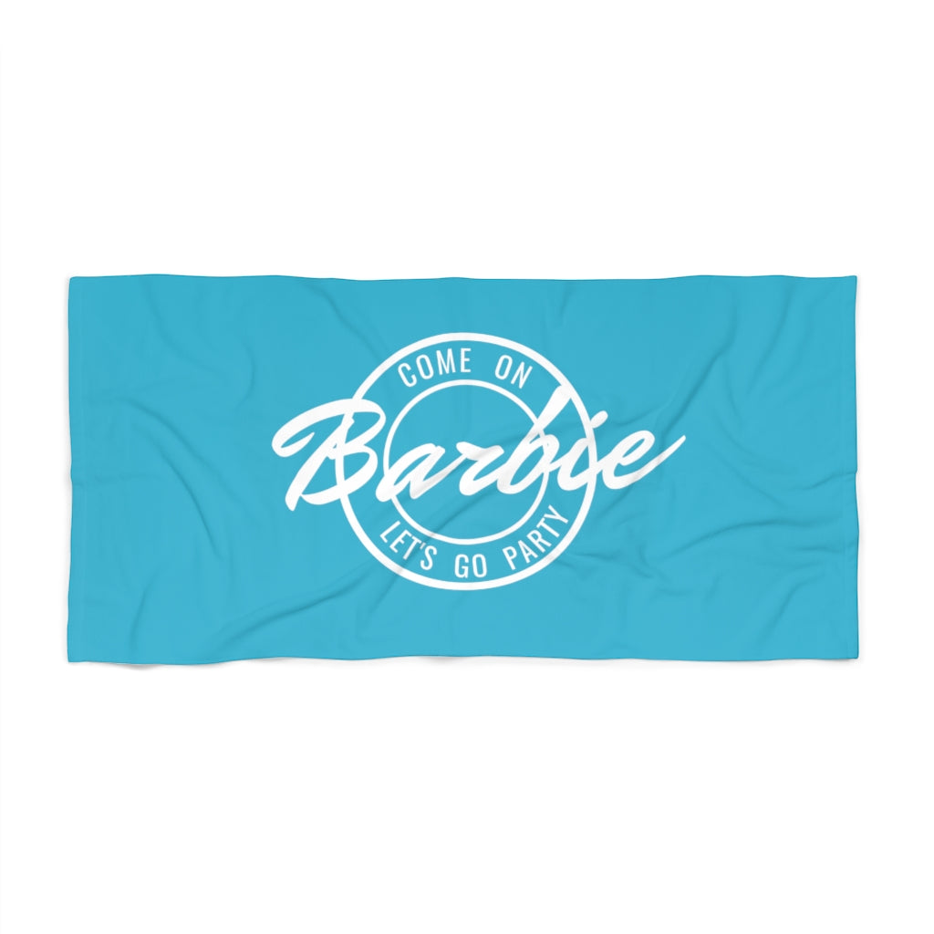 Come On Barbie Let's Go Party Beach Towel- Blue